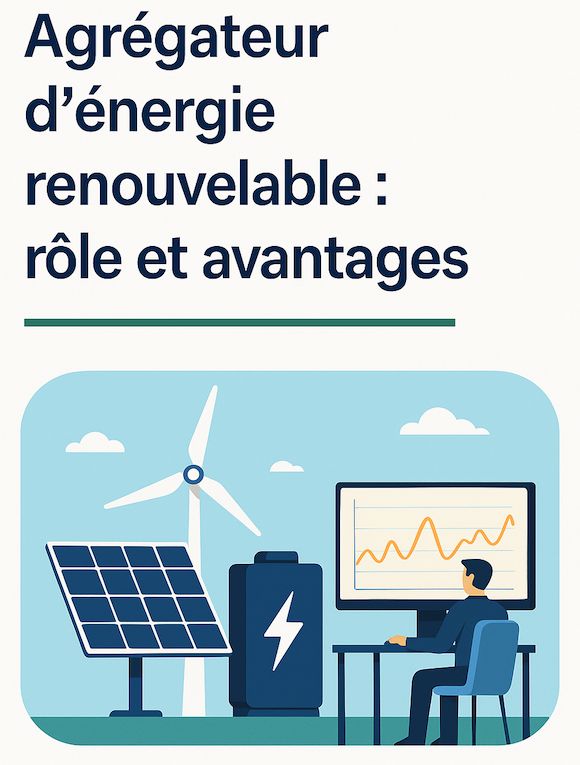 Centre de supervision d’un agrégateur d’énergie renouvelable avec panneaux solaires et éoliennes connectés.