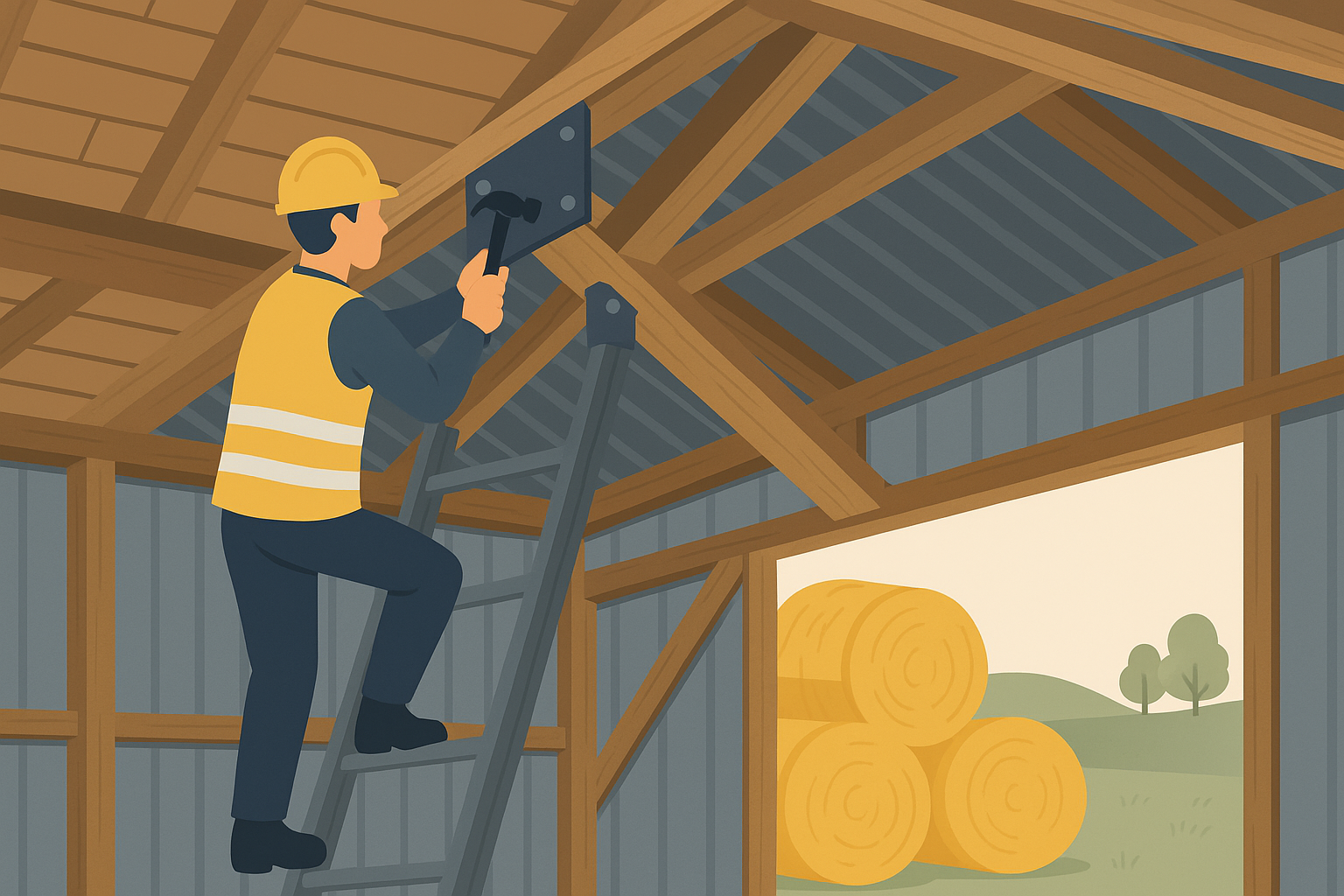 Renfort de structure hangar agricole