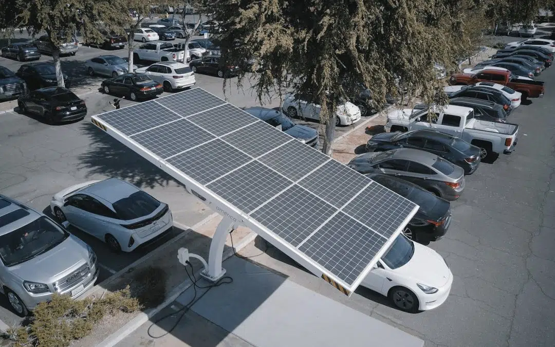 station de recharge solaire en parking entreprise - introduction borne de recharge photovoltaïque - DIGITALSUN ENR